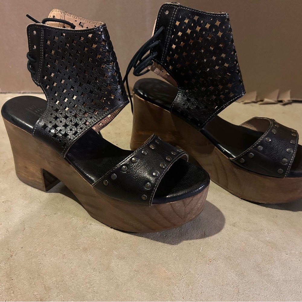 Free People Black and Brown Platform Sandals
